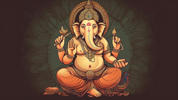 Illustration von Ganesha für Ganesh Chaturthi und Diwali Generative KI