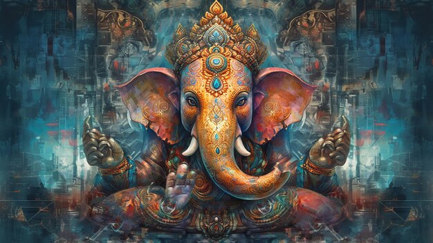 Illustration von Ganesha für Ganesha Chaturthi und Diwali Generative Ai