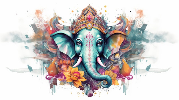 Illustration von Ganesha für Ganesha Chaturthi und Diwali Generative Ai