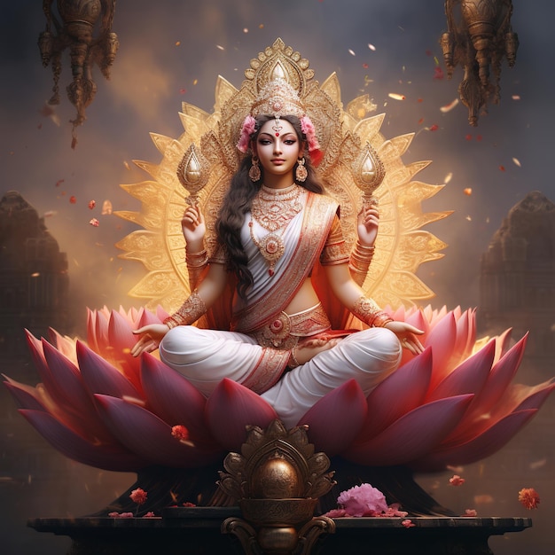 Illustration von Gott Maha Lakshmi Bilder herunterladen Mah Laxmi Göttin