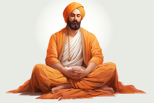 Illustration von Happy Guru Gobind Singh Jayanti weißer Hintergrund Generative ai