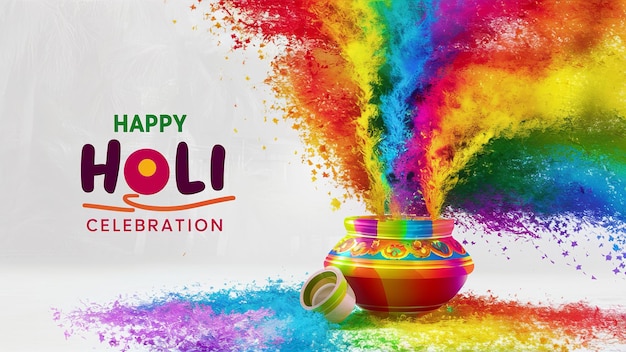 Illustration von Happy Holi in farbenfrohem Text