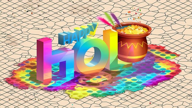 Illustration von Happy Holi in farbenfrohem Text