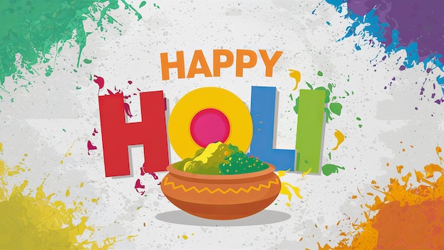 Illustration von Happy Holi in farbenfrohem Text