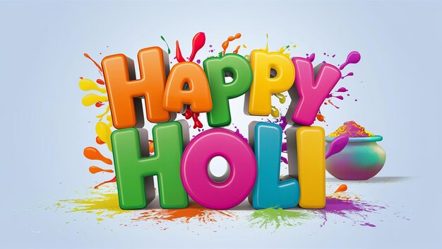 Illustration von Happy Holi in farbenfrohem Text