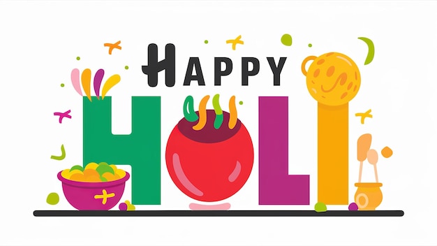 Illustration von Happy Holi in farbenfrohem Text