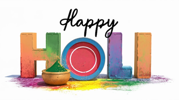 Illustration von Happy Holi in farbenfrohem Text