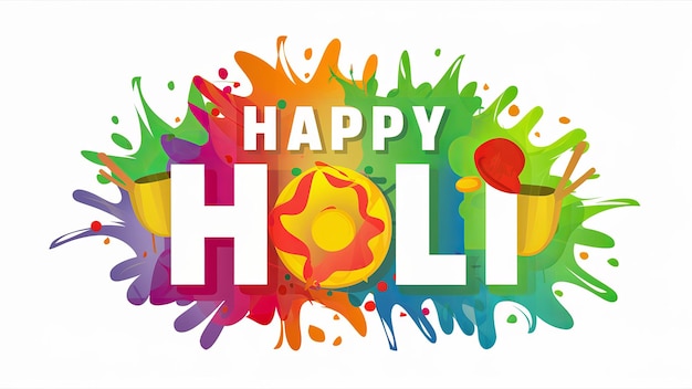 Illustration von Happy Holi in farbenfrohem Text