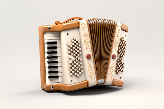 Illustration von Holz-Cartoon 3D-Rendering klassisches Akkordeon Generative ai