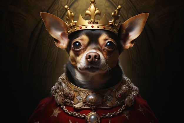 Illustration von Hund im König Oitfit
