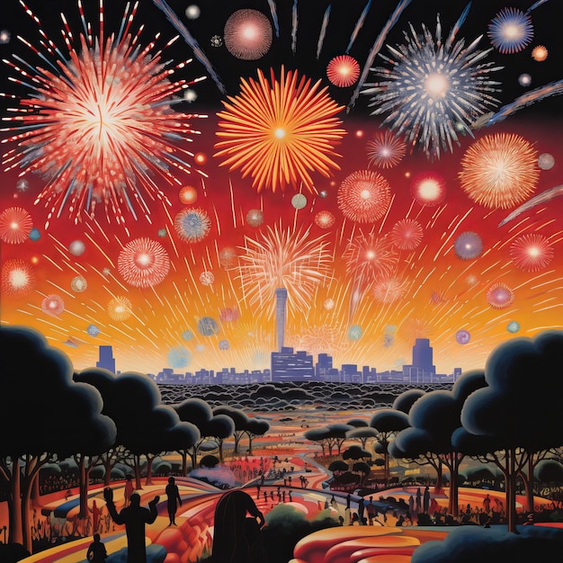 Illustration von Juneteenth Glücksfeier Feuerwerk Kunst von ka