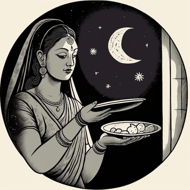 Illustration von Karva Chauth Generative Ai