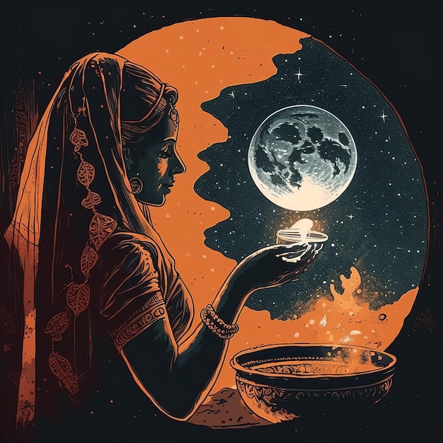 Illustration von Karva Chauth Generative Ai