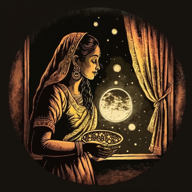 Illustration von Karva Chauth Generative Ai