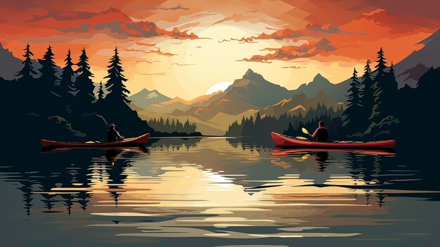 Foto illustration von kayaking serenity aigenerated vector für das t-shirt-design