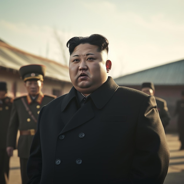 Illustration von Kim Jong Un seitlich gedreht mit 60mm-Objektiv fov cinematic