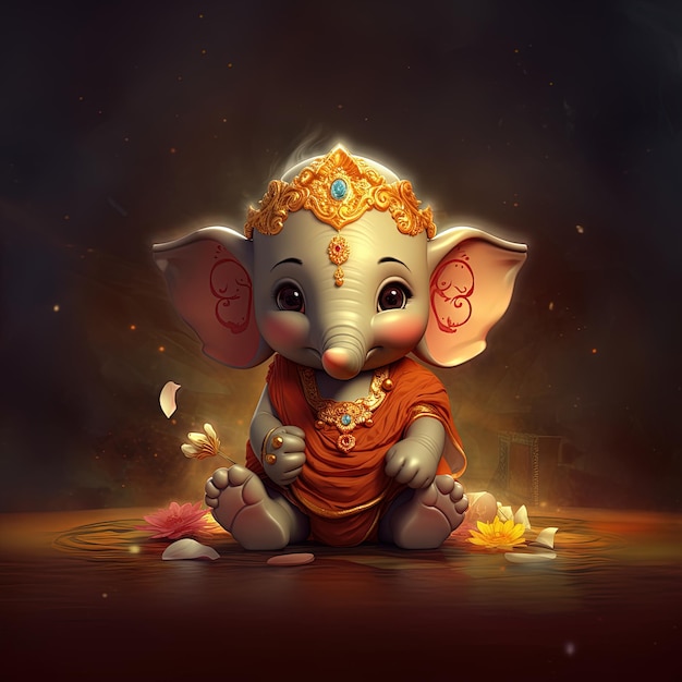 Illustration von Lord Ganesha für Ganesh Chaturthi Ai generiert