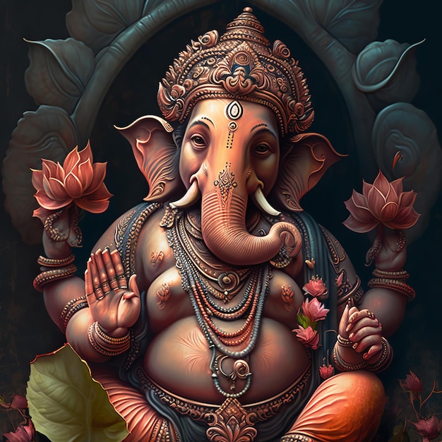 Illustration von Lord Ganesha für Ganesh Chaturthi Generative KI