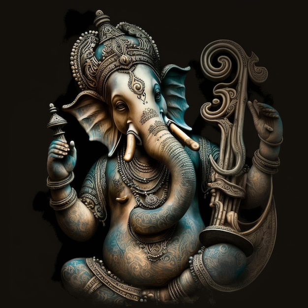 Illustration von Lord Ganesha für Ganesh Chaturthi Generative KI