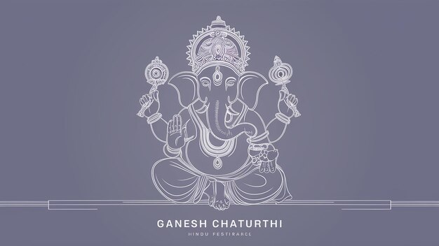 Foto illustration von lord ganpati oder ganesha in einer einzigen zeile kunst für ganesh chaturthi festival generative ai