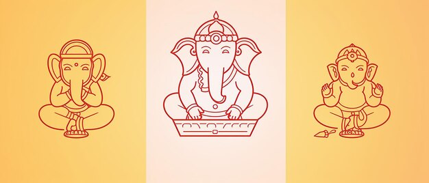 Illustration von Lord Ganpati-Symbolen für Happy Ganesh Chaturthi Ai generiert