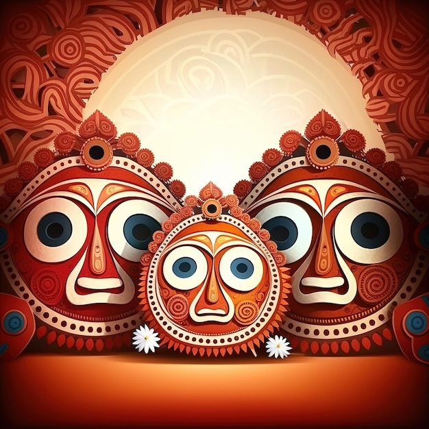 Illustration von Lord Jagannath Balabhadra und Subhadra auf dem jährlichen Rathayatra Ai-Generativ