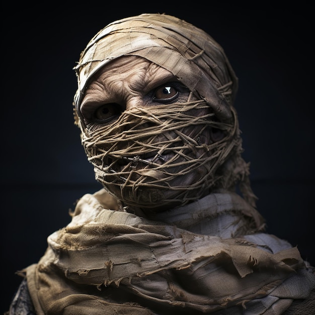 Illustration von Mumie mit Bandagen gruselig schmutzig alt realistisch