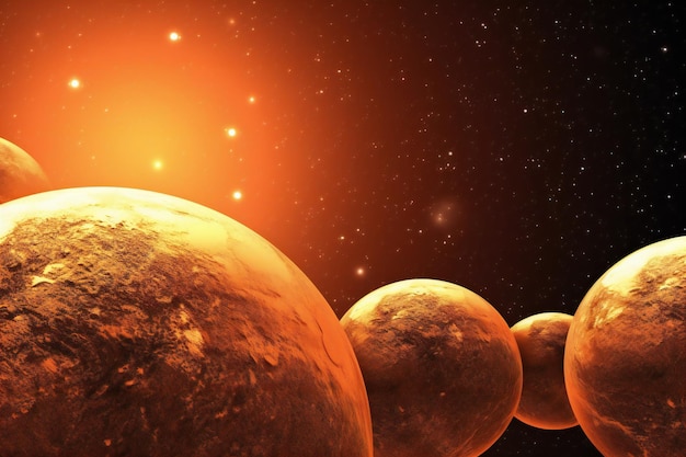 Illustration von Planeten im Weltraum über Sternen und Nebelhintergrund