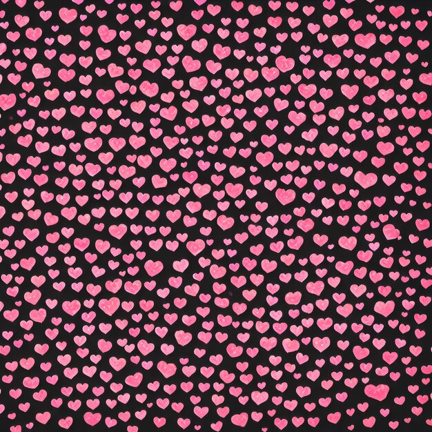 Illustration von rosa Herzen auf schwarzem Hintergrund zum Valentinstag Generative KI