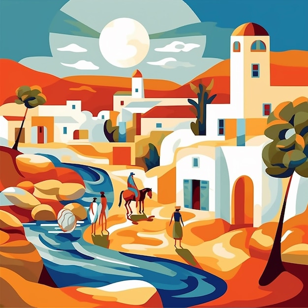 Illustration von Santorini Griechenland Insel Cyclades Insel