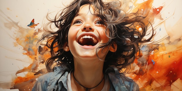 Illustration von schönem Mädchen ist die glücklichste generative KI