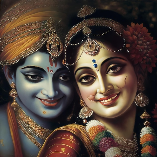 Illustration von Shree Krishna und Radha Generative ai