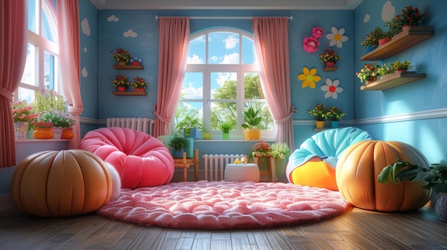 Illustration von Sweet Child Room Videospiel CG Artwork Konzept Illustration Cartoon-Stil Hintergrund in einem realistischen Cartoon-Stil