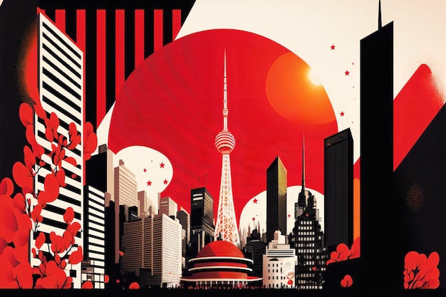 Illustration von Tokio Japan Japan Flaggenhintergrund