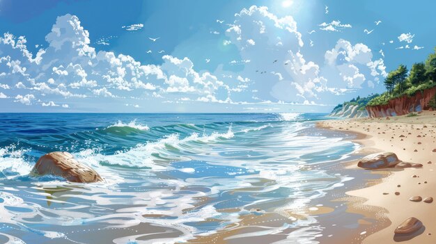 Illustration von Tranquil Sea Shore Tapeten