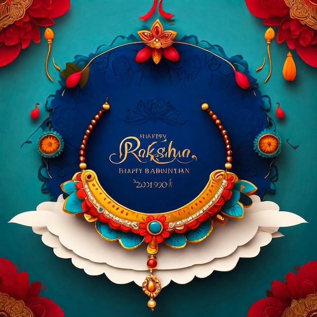 Foto illustration von verkaufs- und werbeplakat mit dekorativem rakhi für raksha bandhan, das indische fest der bindung von bruder und schwester