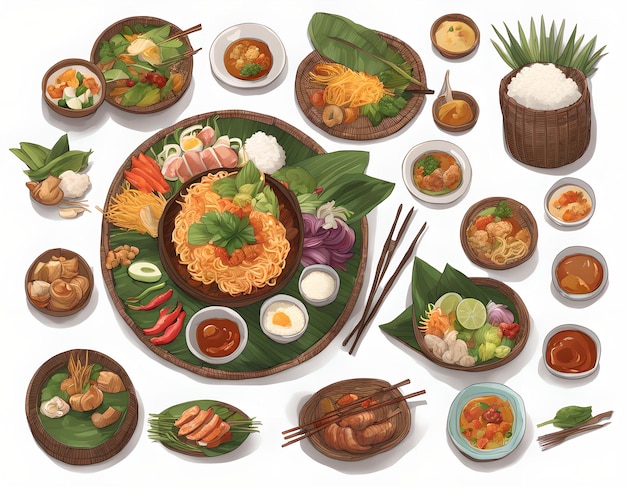 Illustration von wunderschönem indonesischem Essen