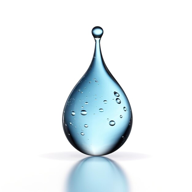 Foto illustration wassertropfen blaue aqua-form, isoliert auf weißem generativ ai