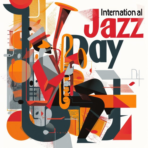 Foto illustration with text to commemorate international jazz day