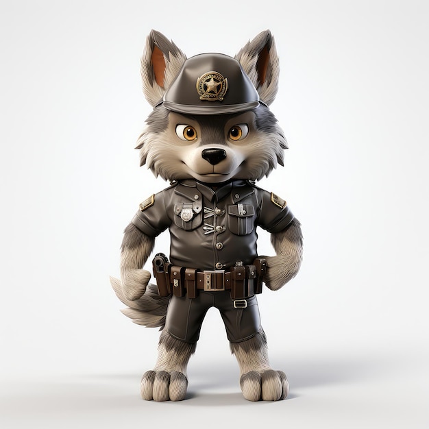 Illustration Wolf in Sheriffuniform