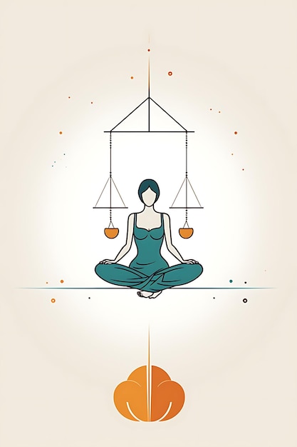 Illustration Yoga Gleichgewicht und Harmonie Beruhigendes und erdiges Farbschema Min Flat 2D Sportkunstposter