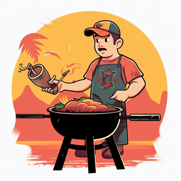 Illustration zum Grillen saftiger Steaks auf einem Grill