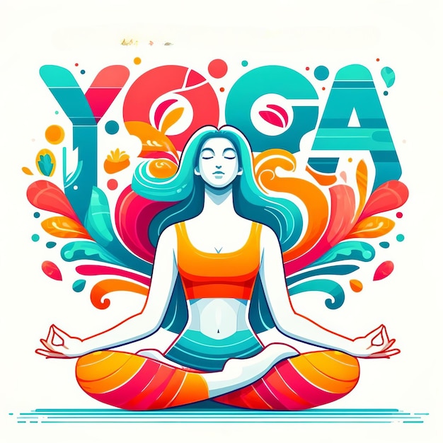 Illustration zum Internationalen Tag des Yogas auf weißem Hintergrund