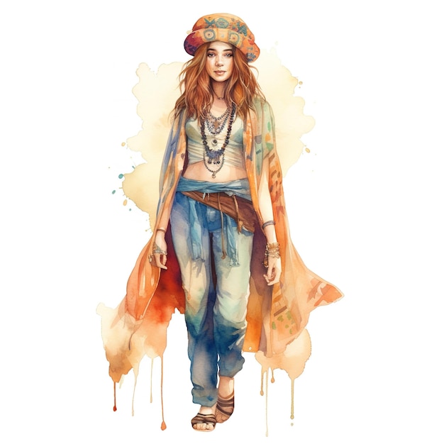 Illustrationen von wunderschönen Boho-Cowgirls