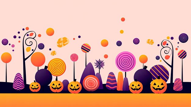 Illustrationsbanner der Candy-Halloween-Hexen