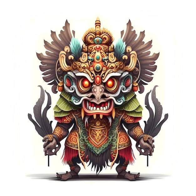 Illustrationsdesign der Barong-Kopfmaske, traditionelle Kunst