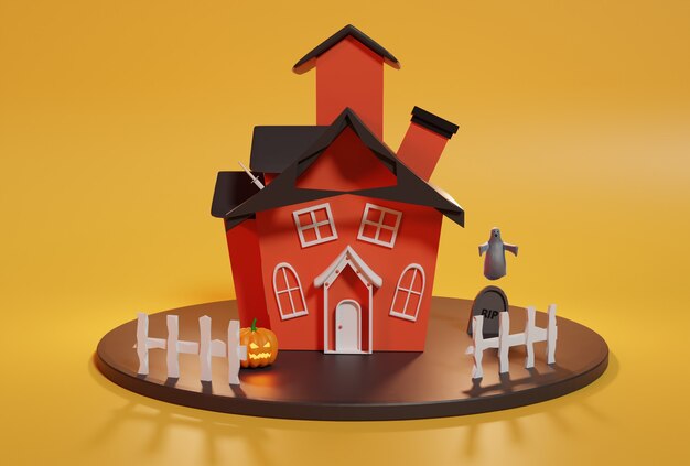 Illustrationsdesign des Hauses 3d für Halloween-Saison