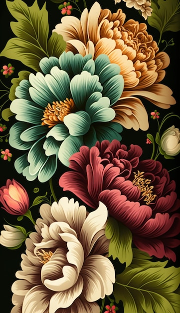 Illustrationskunst-BlumenmusterhintergrundGenerative KI