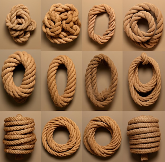 Illustrationssammlung für das Design von geknüpften Seilen