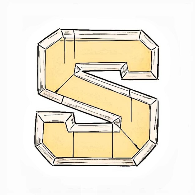 Illustrationsskizze des Buchstabens S auf weißem Hintergrund